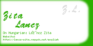 zita lancz business card